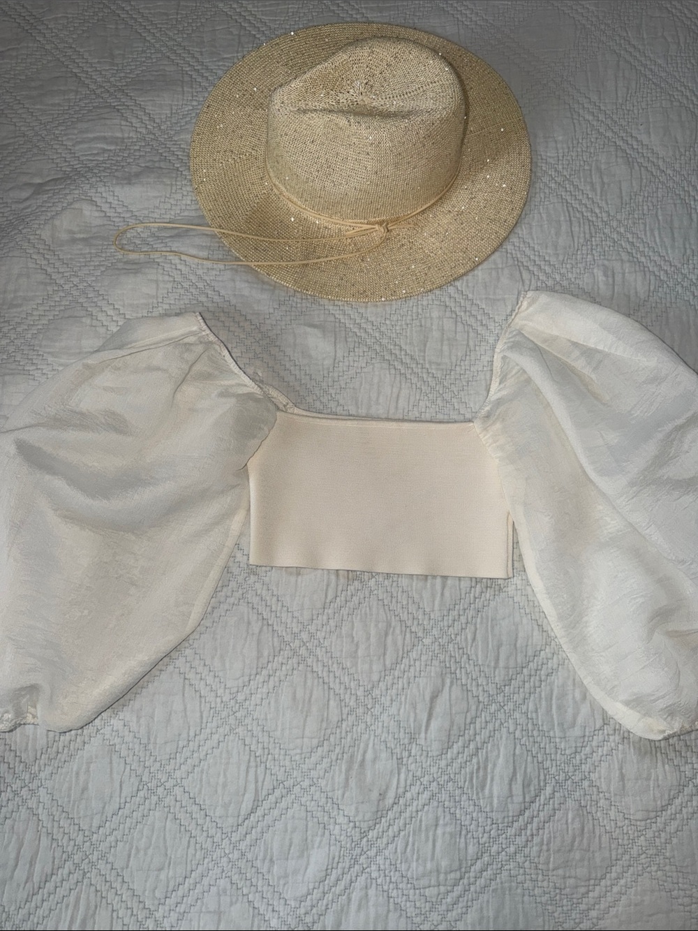 Ivory Puff-Sleeve Crop Top - Women